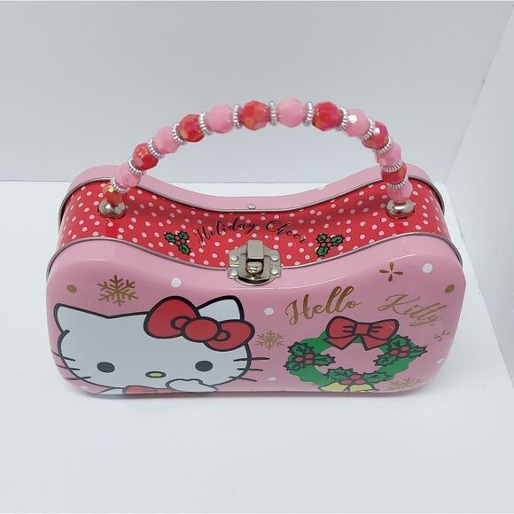 SANRIO Hello Kitty Christmas Purse Tin Carry Case Holiday Storage Box Anime - Picture 2 of 6
